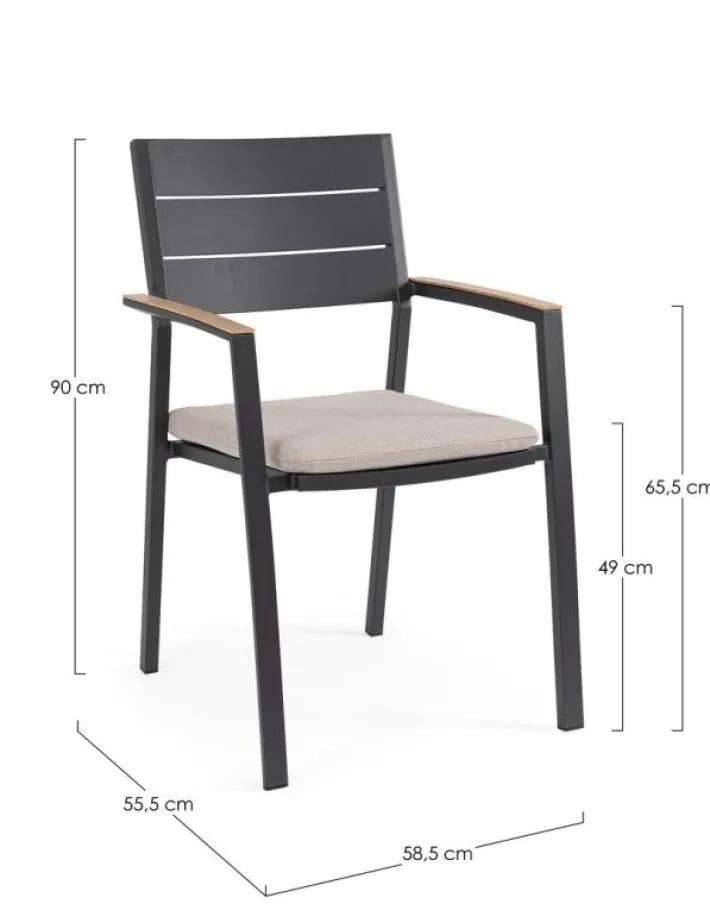 Bizzotto Sedie>SEDIA C-BR C-C ZELMAR ANTRACITE YK13