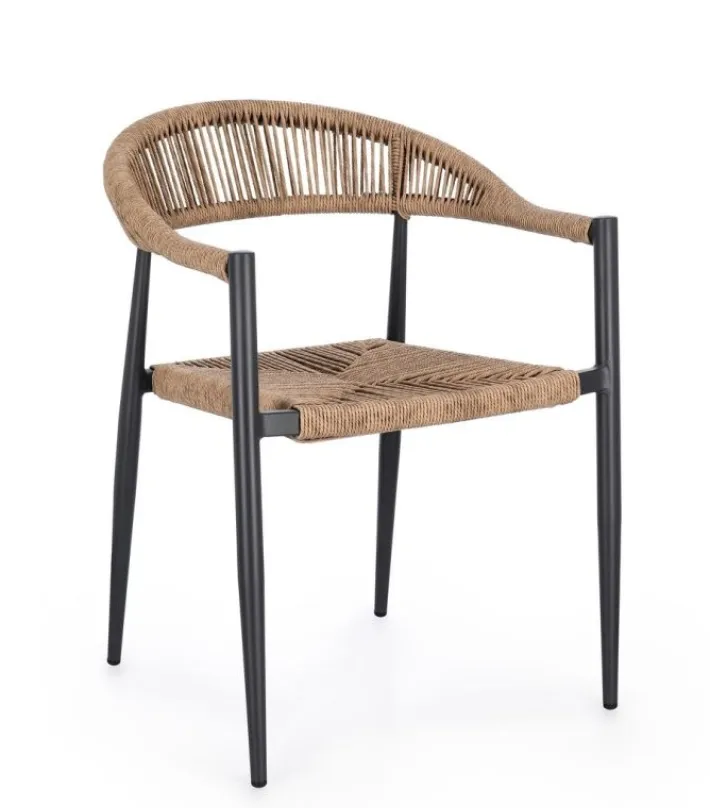 Bizzotto Sedie>SEDIA C-BR JANDIA ANTRACITE/NATURAL