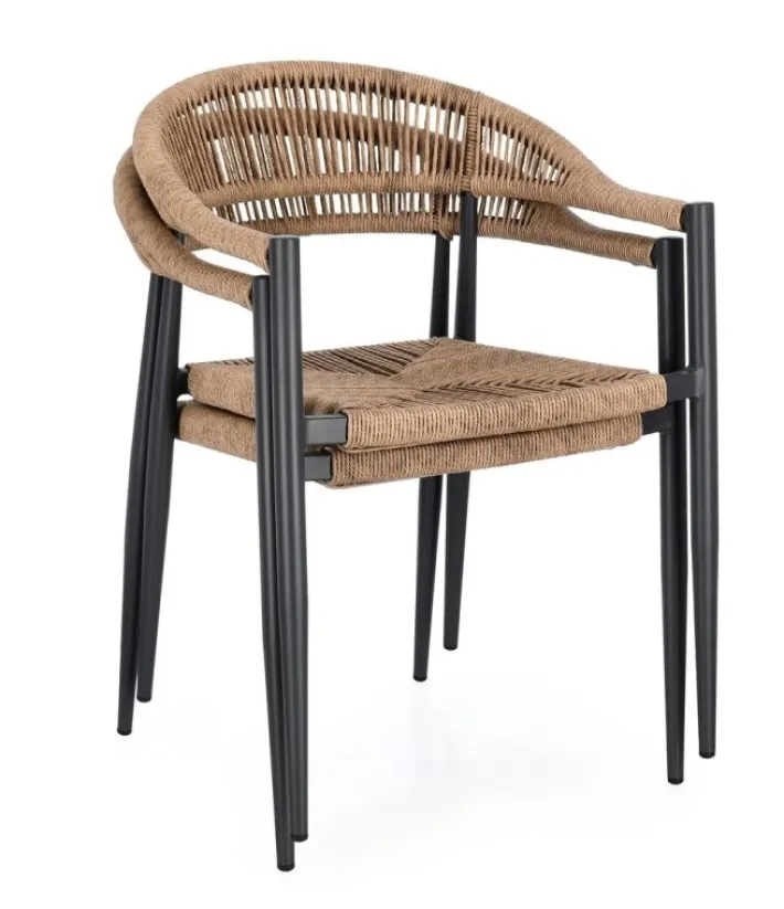 Bizzotto Sedie>SEDIA C-BR JANDIA ANTRACITE/NATURAL