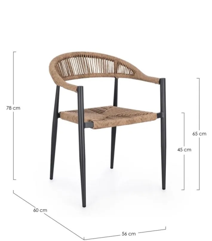 Bizzotto Sedie>SEDIA C-BR JANDIA ANTRACITE/NATURAL