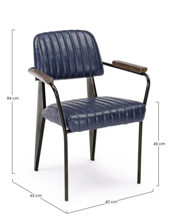Bizzotto Sedie>SEDIA CON BRACCIOLI IN ECOPELLE BLU - NELLY