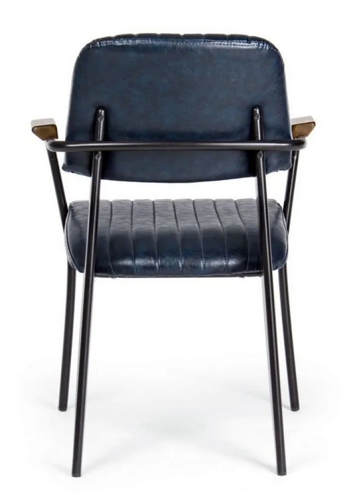 Bizzotto Sedie>SEDIA CON BRACCIOLI IN ECOPELLE BLU - NELLY