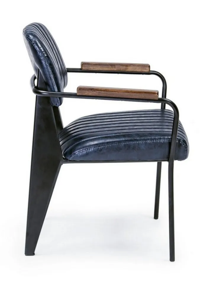 Bizzotto Sedie>SEDIA CON BRACCIOLI IN ECOPELLE BLU - NELLY