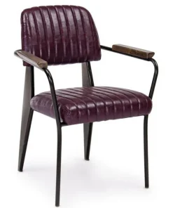 Bizzotto Sedie>SEDIA CON BRACCIOLI IN ECOPELLE BORDEAUX - NELLY