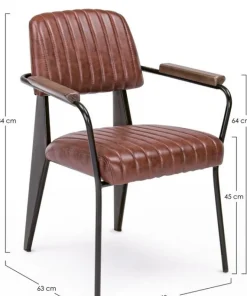 Bizzotto Sedie>SEDIA CON BRACCIOLI IN ECOPELLE ARANCIO SCURO - NELLY
