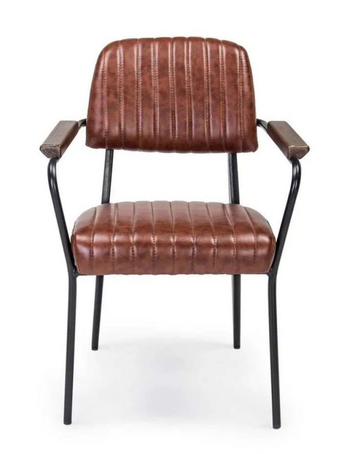 Bizzotto Sedie>SEDIA CON BRACCIOLI IN ECOPELLE ARANCIO SCURO - NELLY