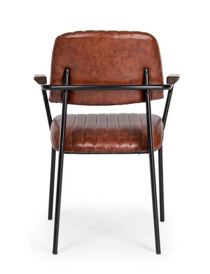 Bizzotto Sedie>SEDIA CON BRACCIOLI IN ECOPELLE ARANCIO SCURO - NELLY