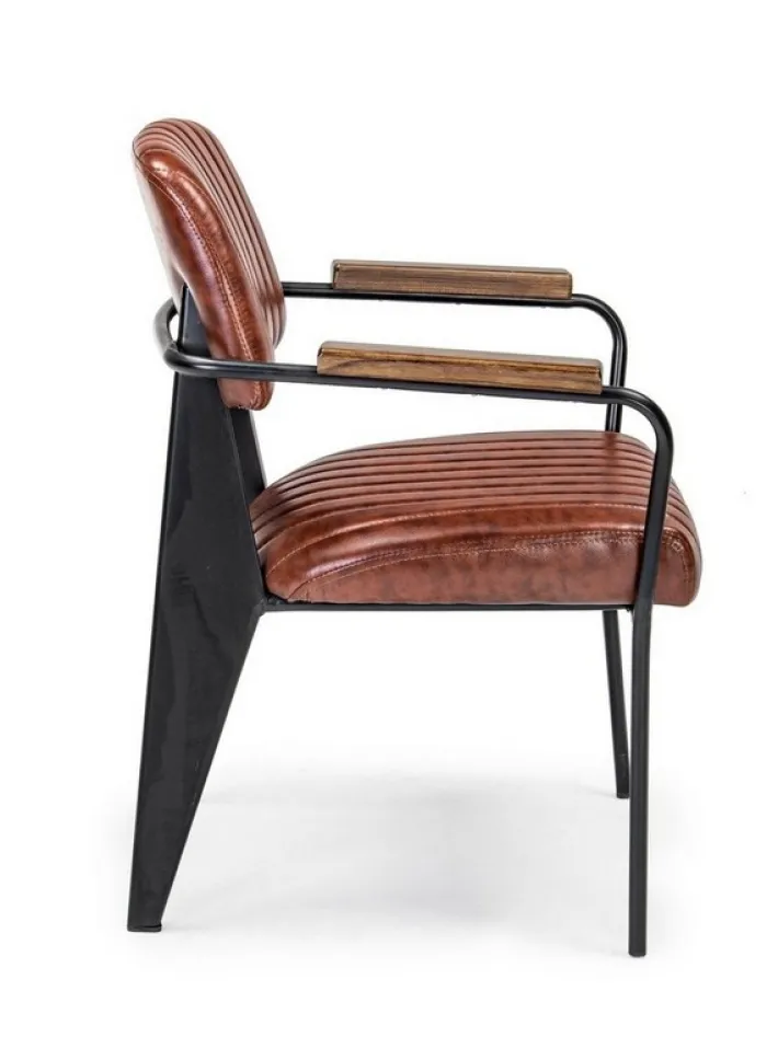 Bizzotto Sedie>SEDIA CON BRACCIOLI IN ECOPELLE ARANCIO SCURO - NELLY