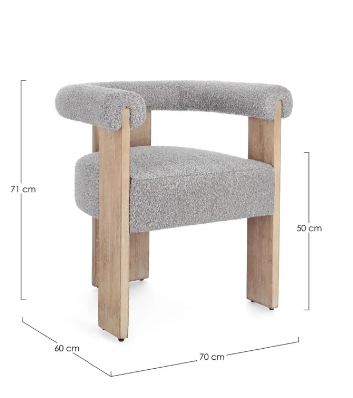 Bizzotto Sedie>SEDIA EFFETTO BOUCLE' NATURALE GRIGIO - AGAPE