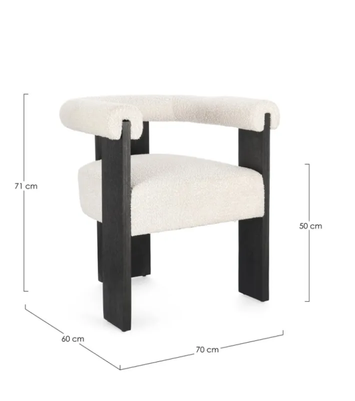 Bizzotto Sedie>SEDIA EFFETTO BOUCLE' NERO NATURALE - AGAPE