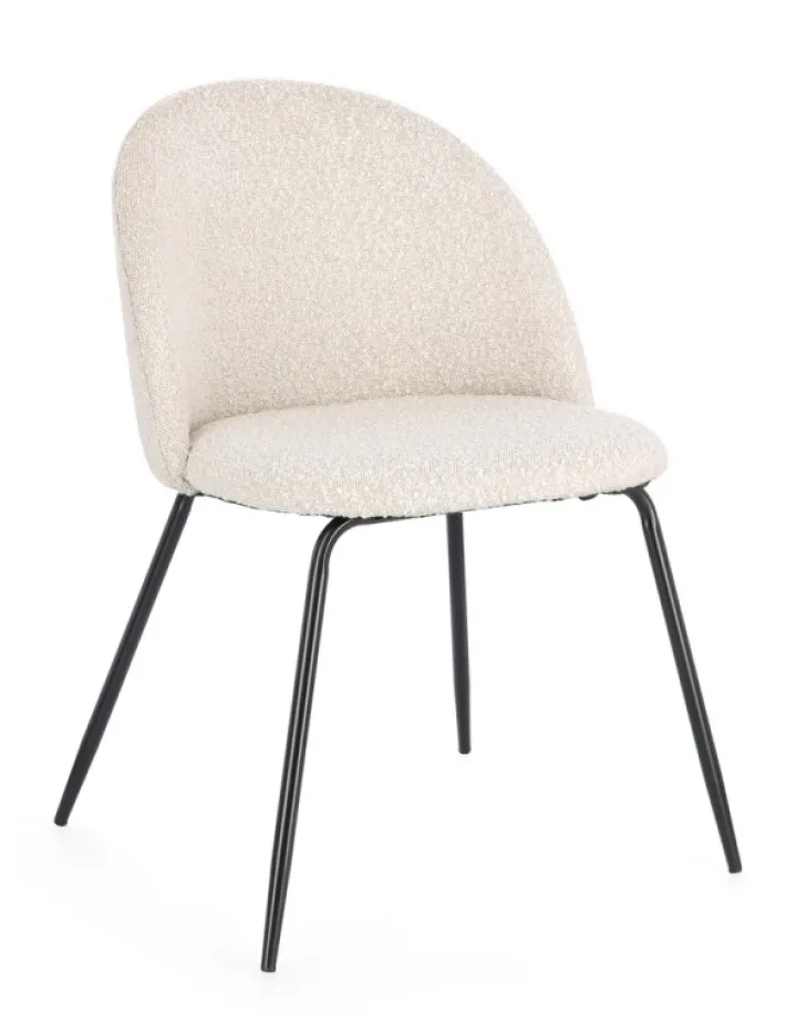 Bizzotto Sedie>SEDIA EFFETTO BOUCLE' NERO/AVORIO- TANYA