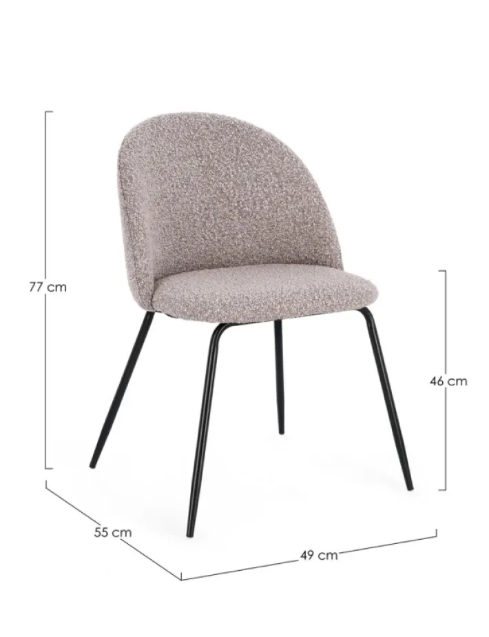 Bizzotto Sedie>SEDIA EFFETTO BOUCLE' NERO/VISONE - TANYA