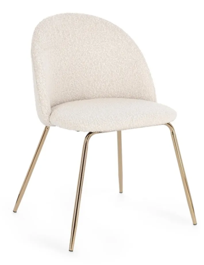 Bizzotto Sedie>SEDIA EFFETTO BOUCLE' ORO/AVORIO - TANYA