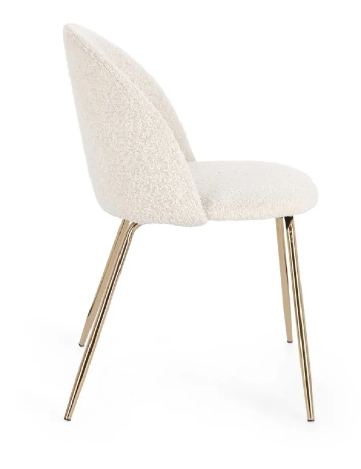 Bizzotto Sedie>SEDIA EFFETTO BOUCLE' ORO/AVORIO - TANYA