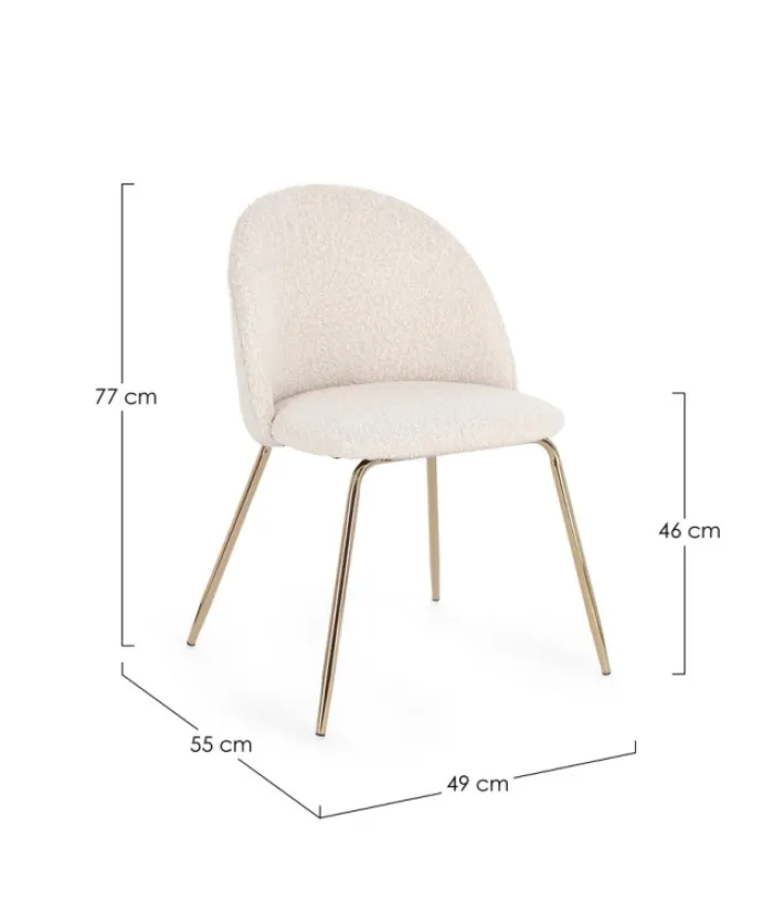 Bizzotto Sedie>SEDIA EFFETTO BOUCLE' ORO/AVORIO - TANYA