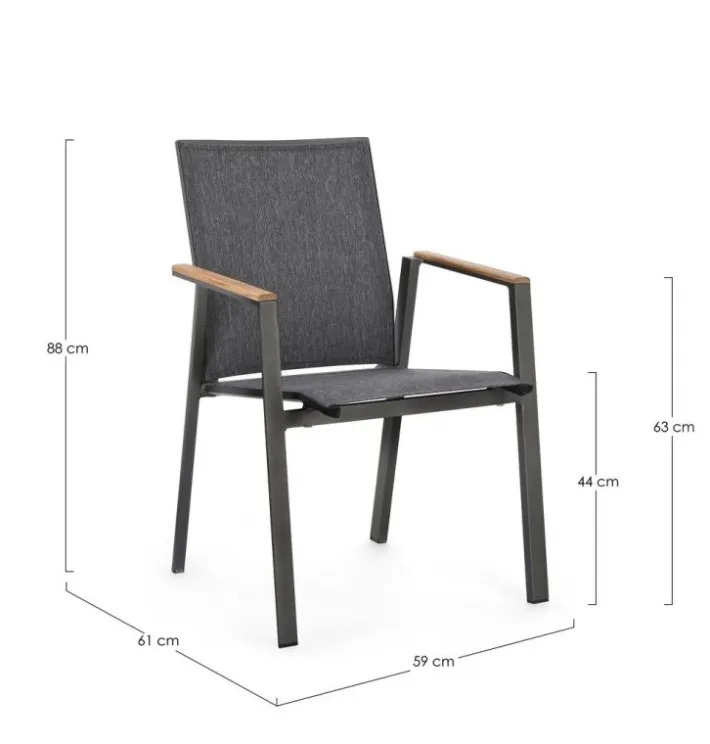 Bizzotto Sedie>SEDIA IN ALLUMINIO ANTRACITE GK52 - CAMERON