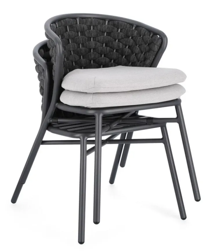 Bizzotto Sedie>SEDIA IN ALLUMINIO ANTRACITE QS22/GRAPHITE - HARLOW
