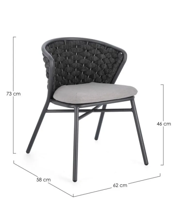 Bizzotto Sedie>SEDIA IN ALLUMINIO ANTRACITE QS22/GRAPHITE - HARLOW