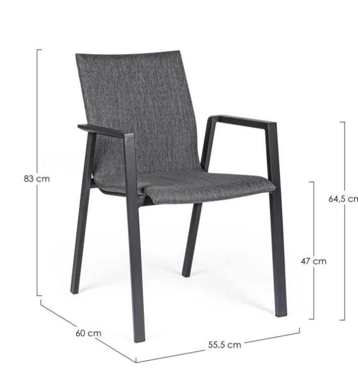 Bizzotto Sedie>SEDIA IN ALLUMINIO IMPILABILE ANTRACITE JX55 - ODEON