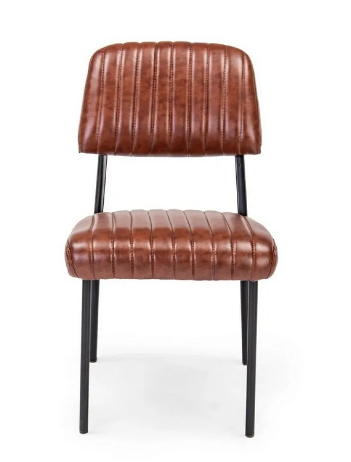 Bizzotto Sedie>SEDIA IN ECOPELLE ARANCIO SCURO - NELLY