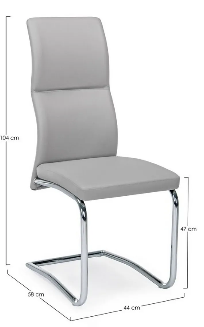 Bizzotto Sedie>SEDIA IN ECOPELLE GRIGIO CHIARO - THELMA