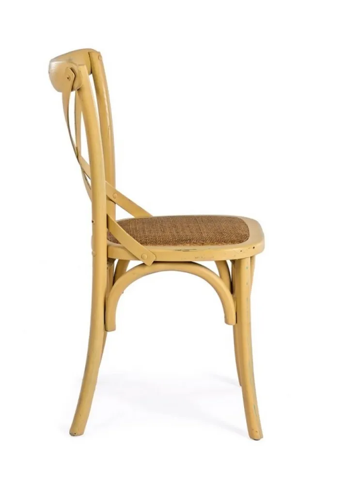 Bizzotto Sedie>SEDIA IN LEGNO OCRA - CROSS