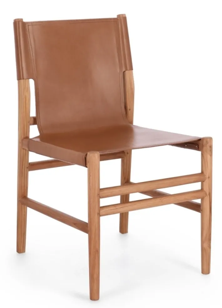Bizzotto Sedie>SEDIA IN PELLE COGNAC - CAROLINE