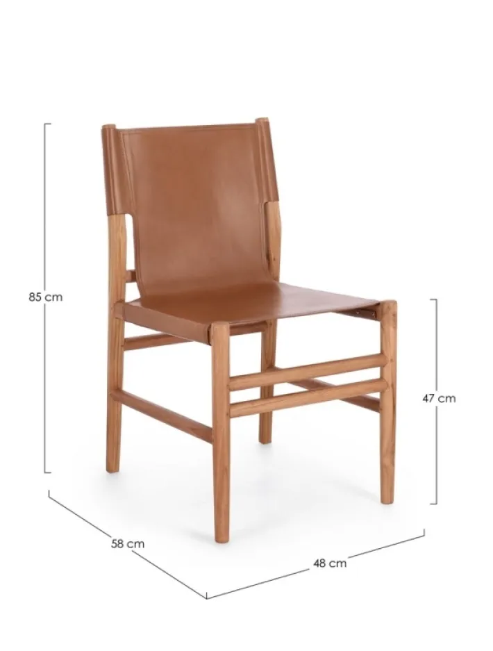 Bizzotto Sedie>SEDIA IN PELLE COGNAC - CAROLINE