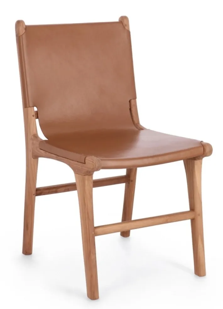 Bizzotto Sedie>SEDIA IN PELLE COGNAC - EUGENIE