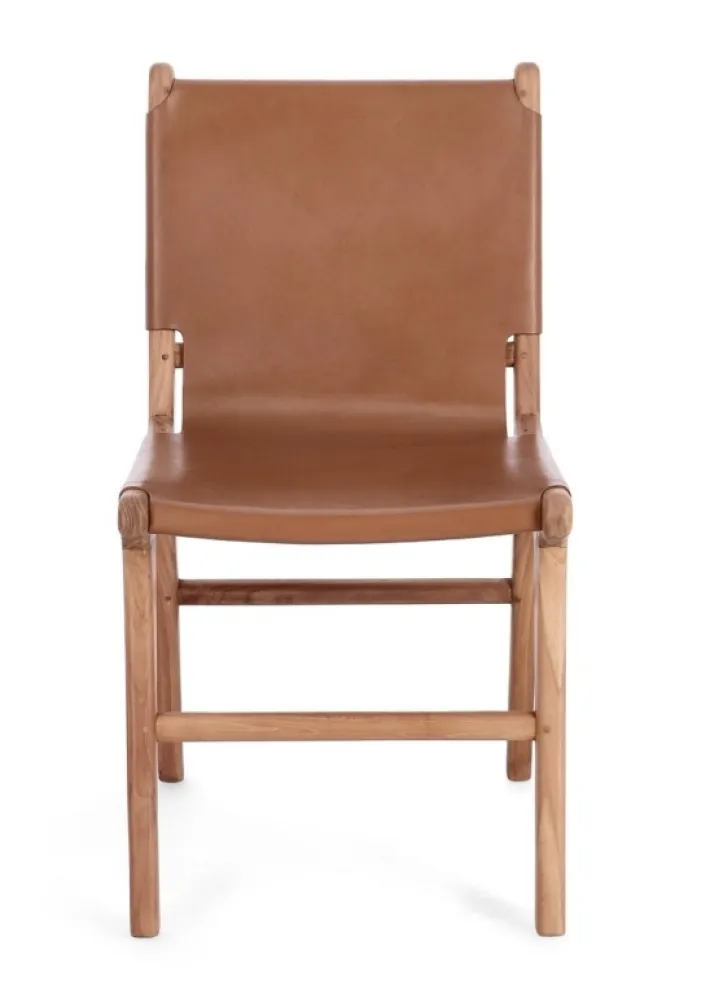 Bizzotto Sedie>SEDIA IN PELLE COGNAC - EUGENIE