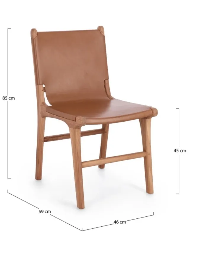 Bizzotto Sedie>SEDIA IN PELLE COGNAC - EUGENIE