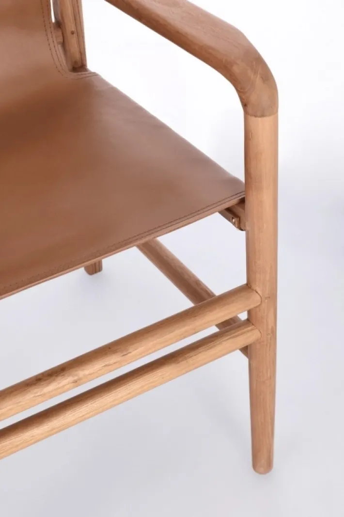 Bizzotto Sedie>SEDIA IN PELLE CON BRACCIOLI COGNAC - CAROLINE