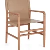 Bizzotto Sedie>SEDIA IN PELLE CON BRACCIOLI TORTORA - CAROLINE