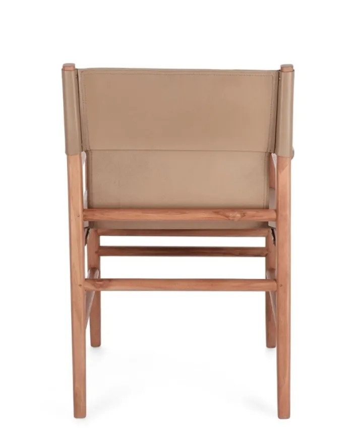 Bizzotto Sedie>SEDIA IN PELLE CON BRACCIOLI TORTORA - CAROLINE