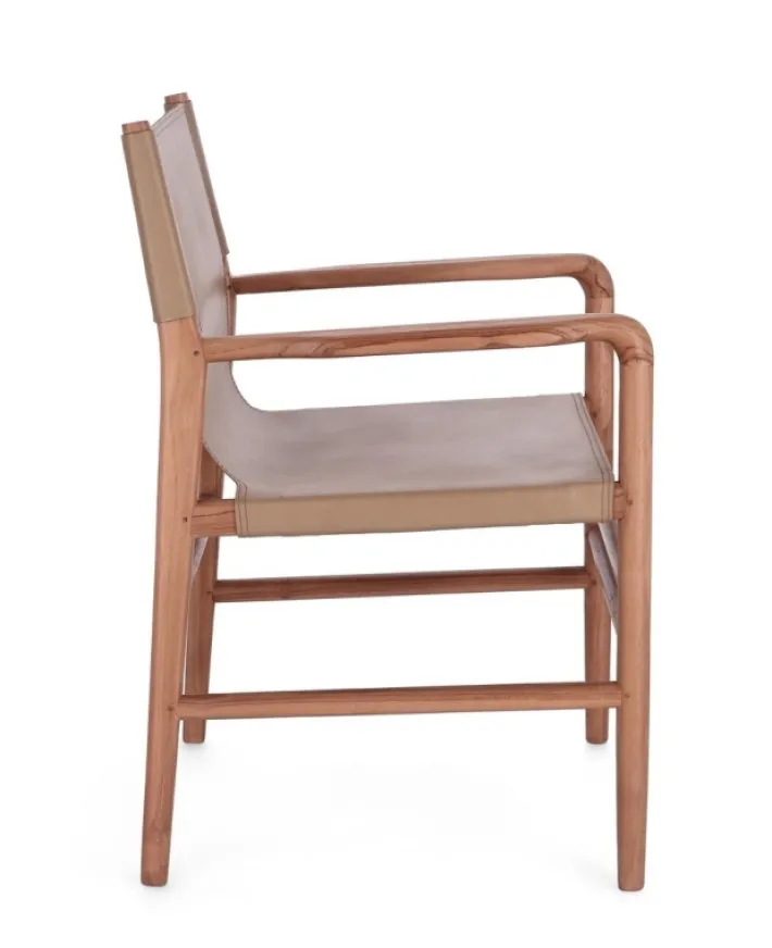 Bizzotto Sedie>SEDIA IN PELLE CON BRACCIOLI TORTORA - CAROLINE