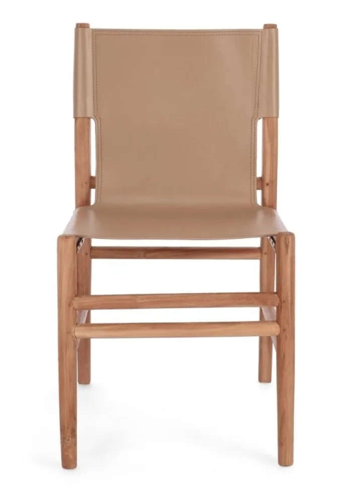 Bizzotto Sedie>SEDIA IN PELLE TORTORA - CAROLINE