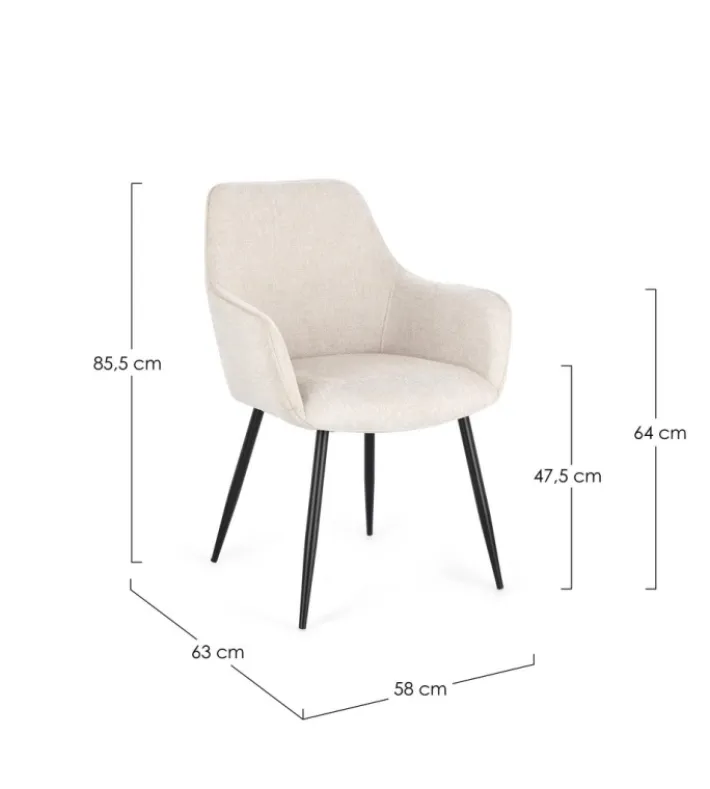 Bizzotto Sedie>SEDIA IN TESSUTO BEIGE- CORA