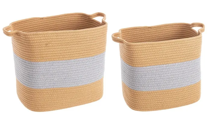 Bizzotto Ceste Decorative>SET2 CESTA FLOW 2M RETT NATURALE-GRIGIO