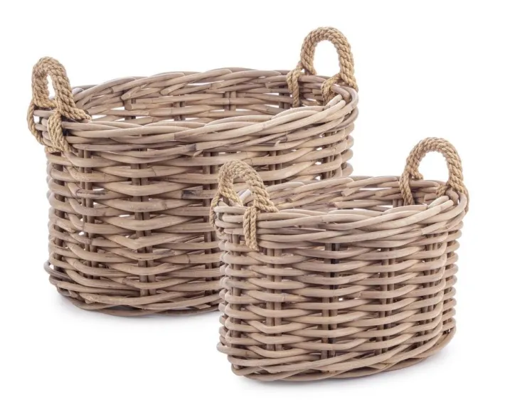 Bizzotto Ceste Decorative>SET2 CESTA 2M MALANG OV GRIGIO