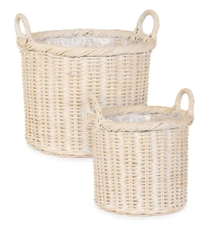 Bizzotto Ceste Decorative>SET2 CESTA 2M RANDY TO SBIANCATO