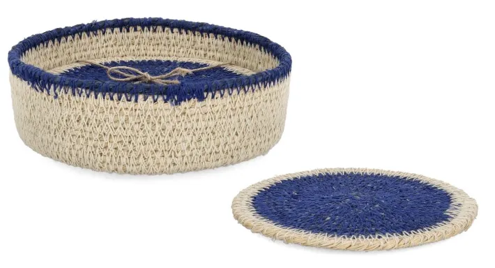 Bizzotto Ceste Decorative>SET1 CESTINO GIANG-4 S.BICCHIERE NAT BLU