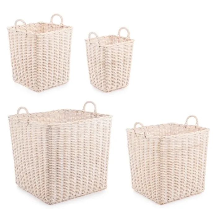 Bizzotto Ceste Decorative>SET4 CESTO 2M NARRA QU SBIANCATO