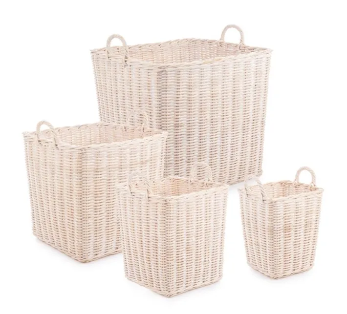 Bizzotto Ceste Decorative>SET4 CESTO 2M NARRA QU SBIANCATO