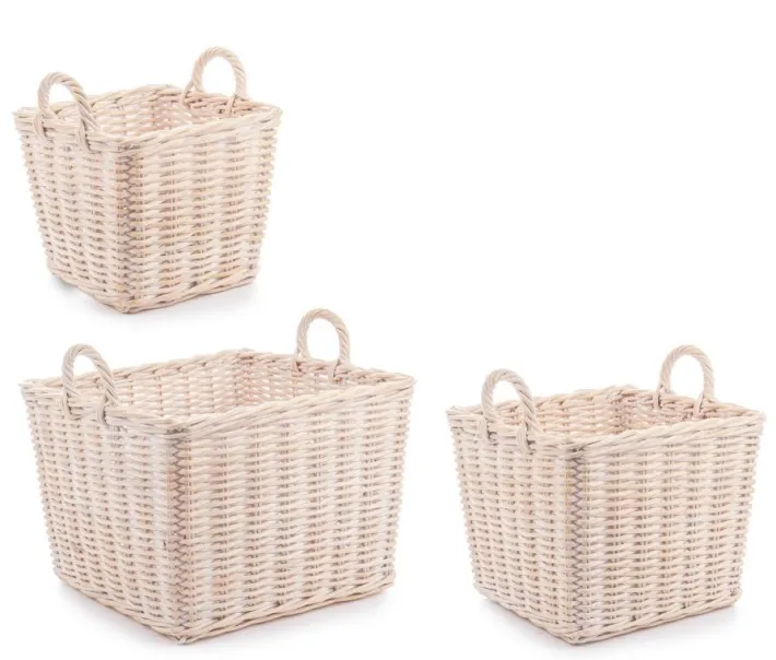 Bizzotto Ceste Decorative>SET3 CESTO 2M NARRA QU SBIANCATO