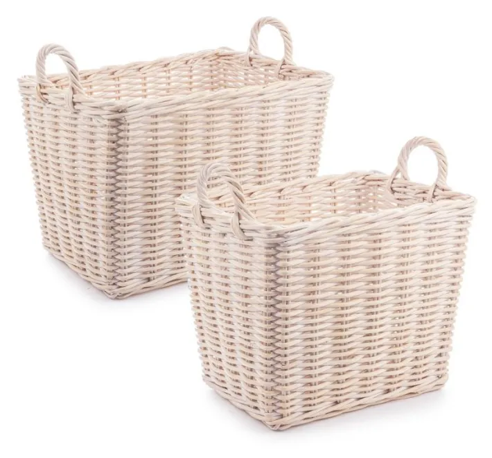 Bizzotto Ceste Decorative>SET2 CESTO 2M NARRA SBIANCATO S