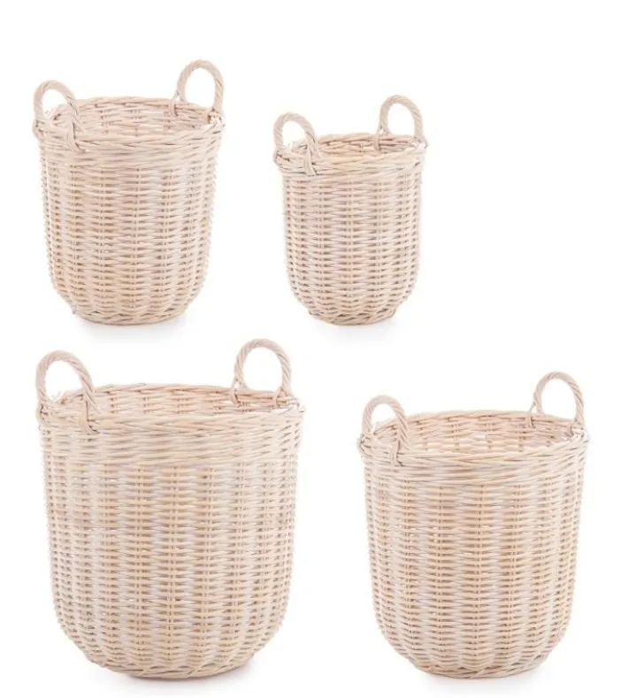 Bizzotto Ceste Decorative>SET4 CESTO 2M NARRA TO SBIANCATO
