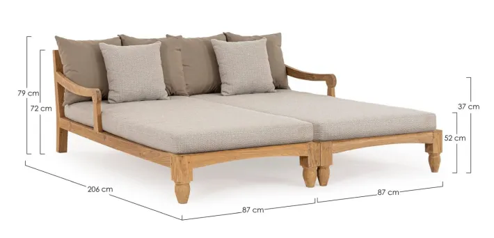 Bizzotto Daybed>SET2 LOUNGE C-C BALI NATURAL - FSC