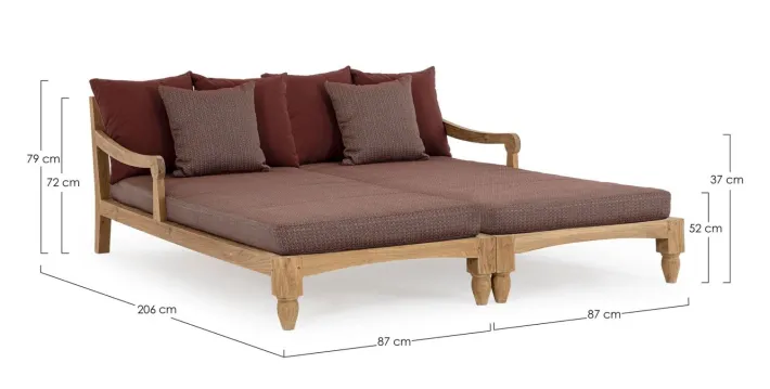 Bizzotto Daybed>SET2 LOUNGE C-C BALI WINE - FSC