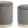 Bizzotto Pouf>SET2 POUF CONTENITORE GRIGIO - POLINA