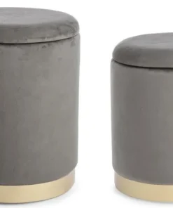 Bizzotto Pouf>SET2 POUF CONTENITORE GRIGIO - POLINA